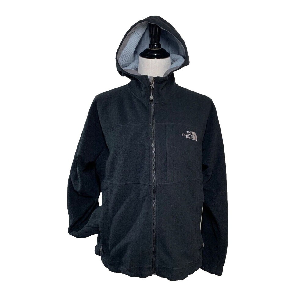 The North Face Windwall Fleece Jacket M Black Hooded Thermal Full Zip Womens
